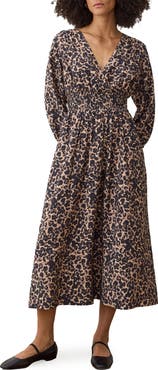 Marine Layer Daphne Leopard Long Sleeve Maxi Dress