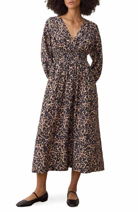 Marine Layer Daphne Leopard Long Sleeve Maxi Dress