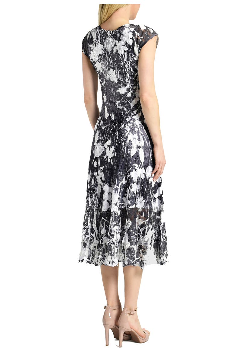 Komarov Print Cap Sleeve Dress, Alternate, color, Ink Vine