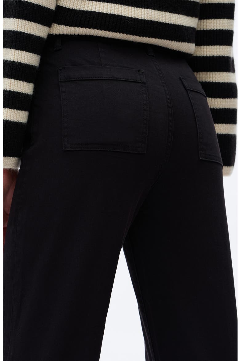 Seamed High Waist Raw Hem Crop Wide Leg Jeans, Alternate, color, BLACK
