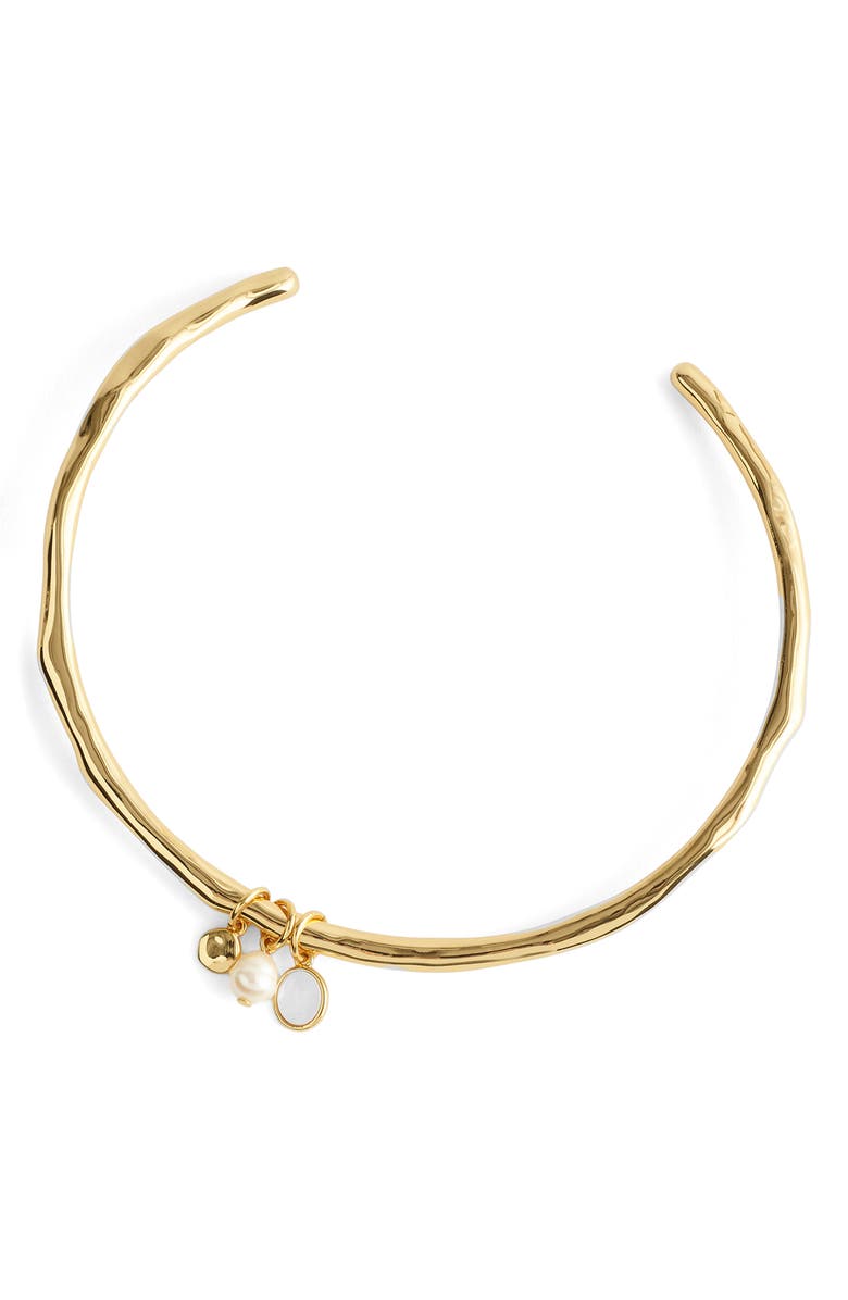 Madewell Cluster Pendant Hammered Choker Necklace, Main, color, Antique Gold