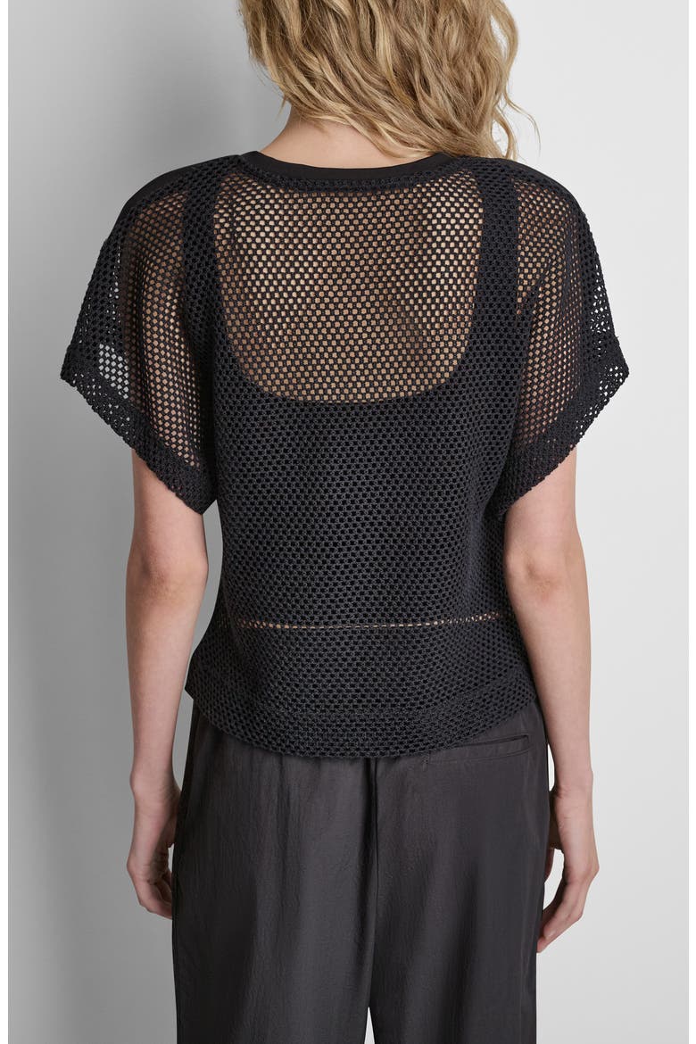 Dolman Sleeve Open Stitch Top, Alternate, color, BLACK