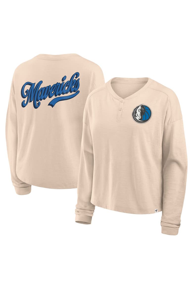 Women's Fanatics Natural Dallas Mavericks Boxed Out Drop Fashion Long Sleeve T-Shirt, Main, color, Natural