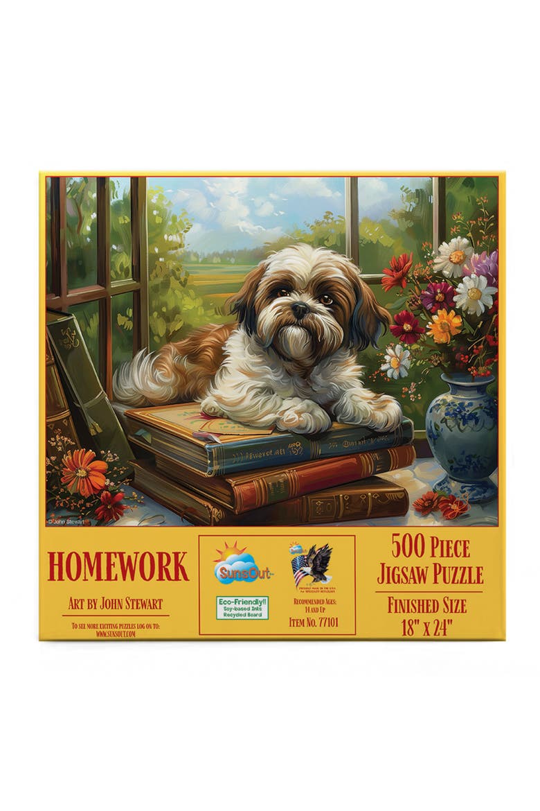 Homework Shih Tzu 500 piece Jigsaw Puzzle for Adults, Alternate, color, Multicolor
