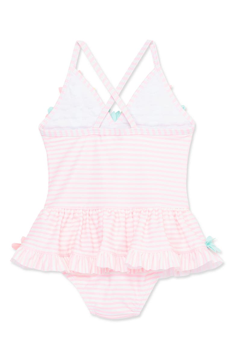 Little Me 3D Stripe Skirted One-Piece Swimsuit, Alternate, color, 