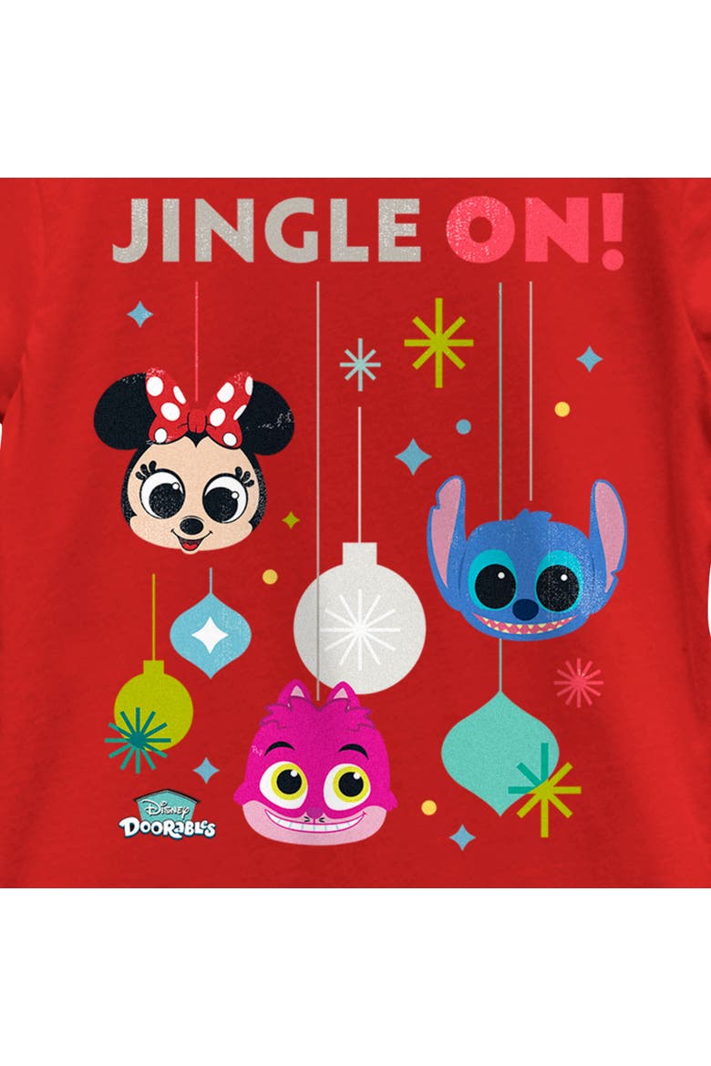 Girl's Disney Doorables Jingle On  Graphic T-Shirt, Alternate, color, Red