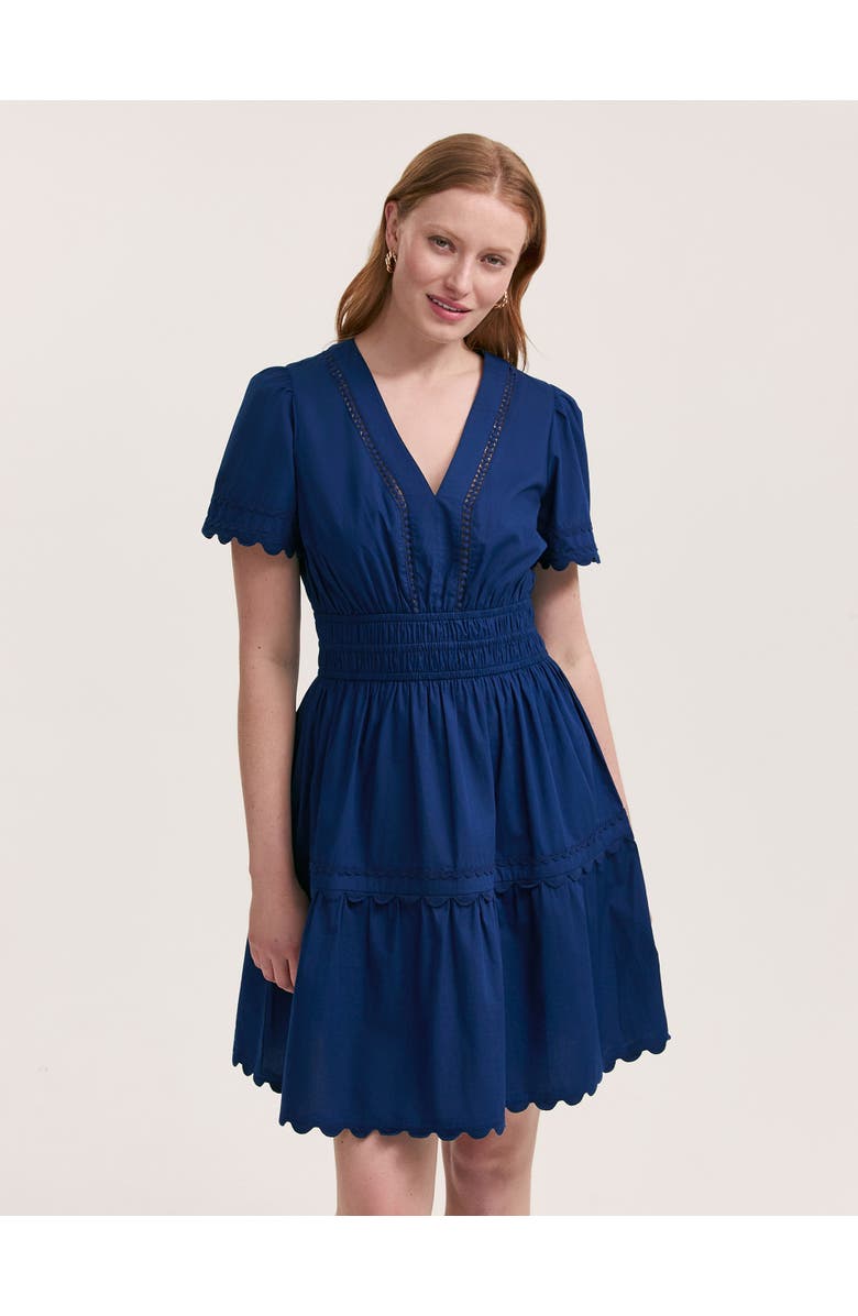 Finery London Reece Ric Rac Trim Cotton Short Dress, Alternate, color, Indigo