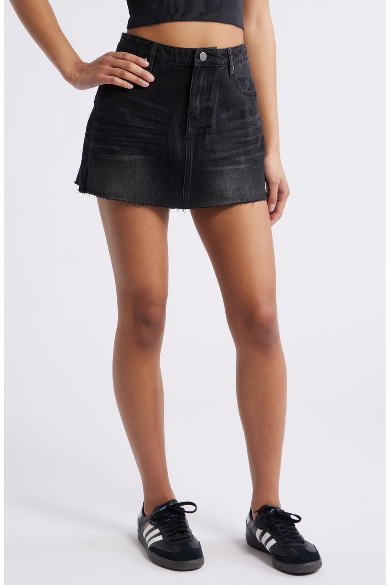 Vida Micro Mini Denim Skirt, Main, color, BLACK