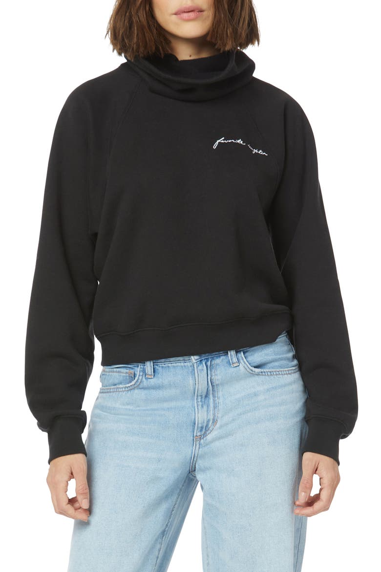 The Masked Turtleneck Cotton Blend Sweatshirt, Main, color, BLACK