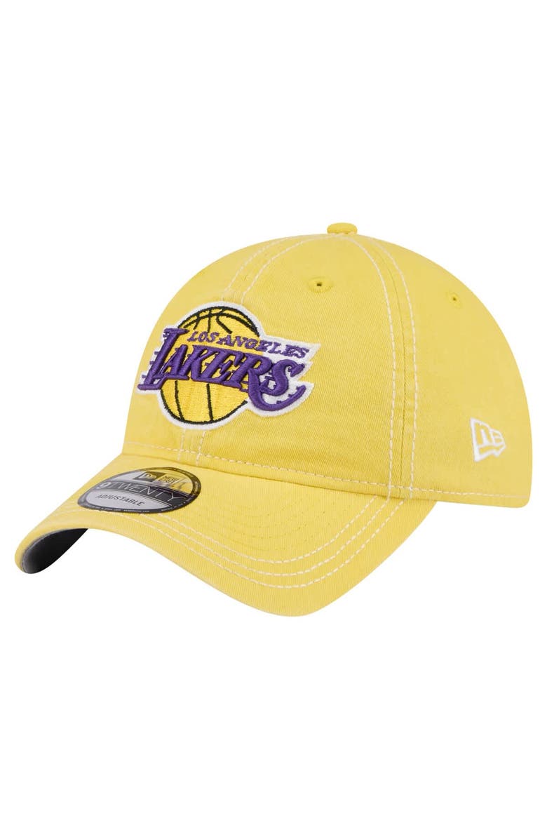 New Era Men's New Era Gold Los Angeles Lakers Pigment Dyed 9TWENTY Adjustable Hat, Main, color, Gold