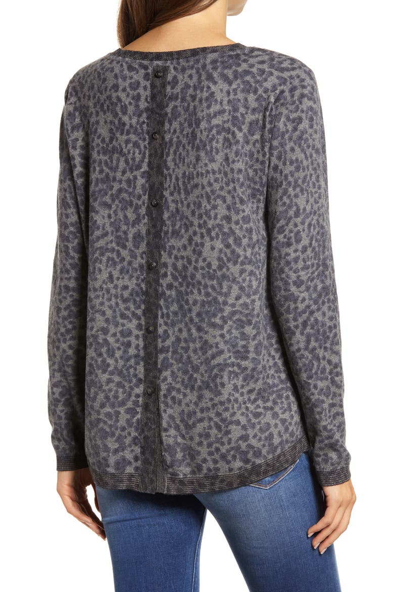 Leopard Print Sweater (Nordstrom Exclusive), Alternate, color, NAMU- NAVY MULTI