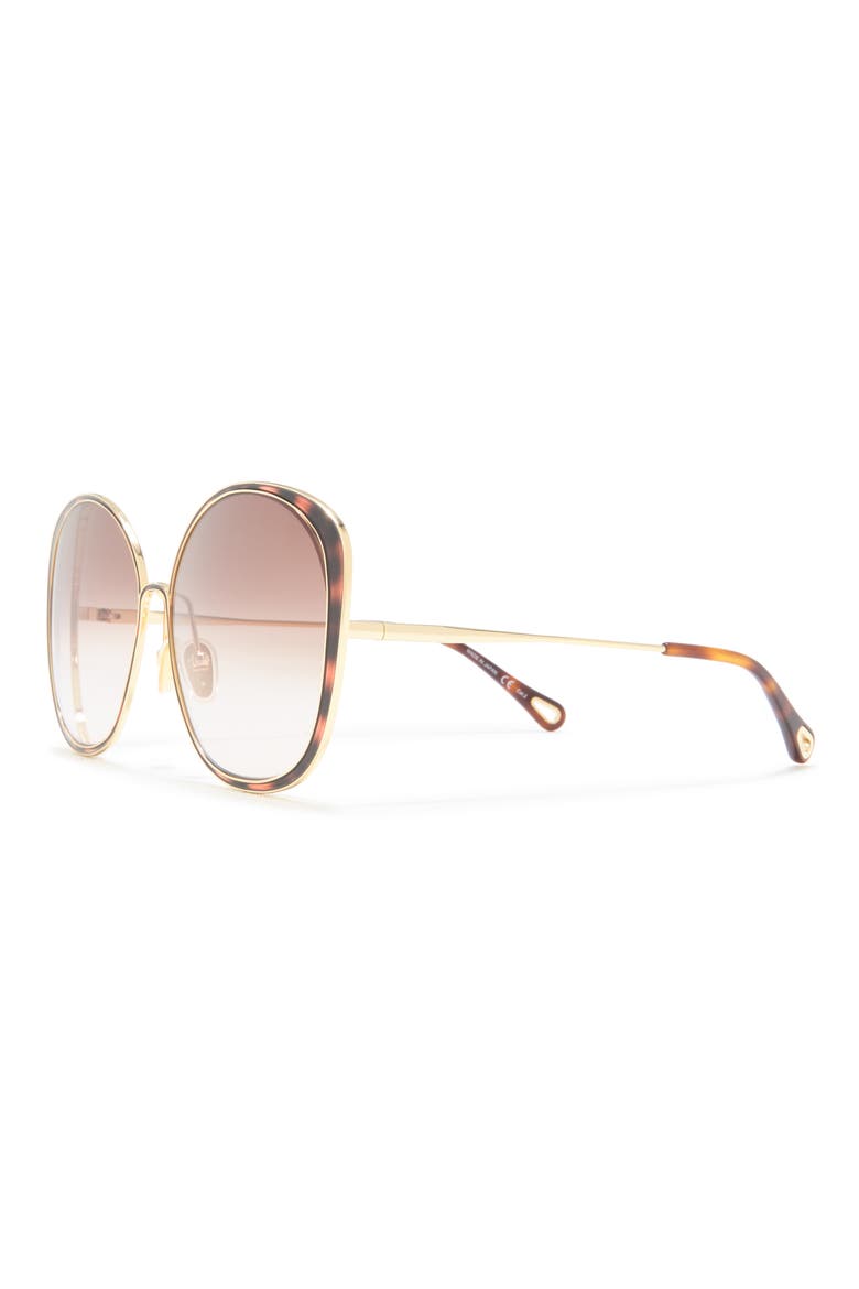 62mm Round Sunglasses, Alternate, color, GOLD GOLD BROWN