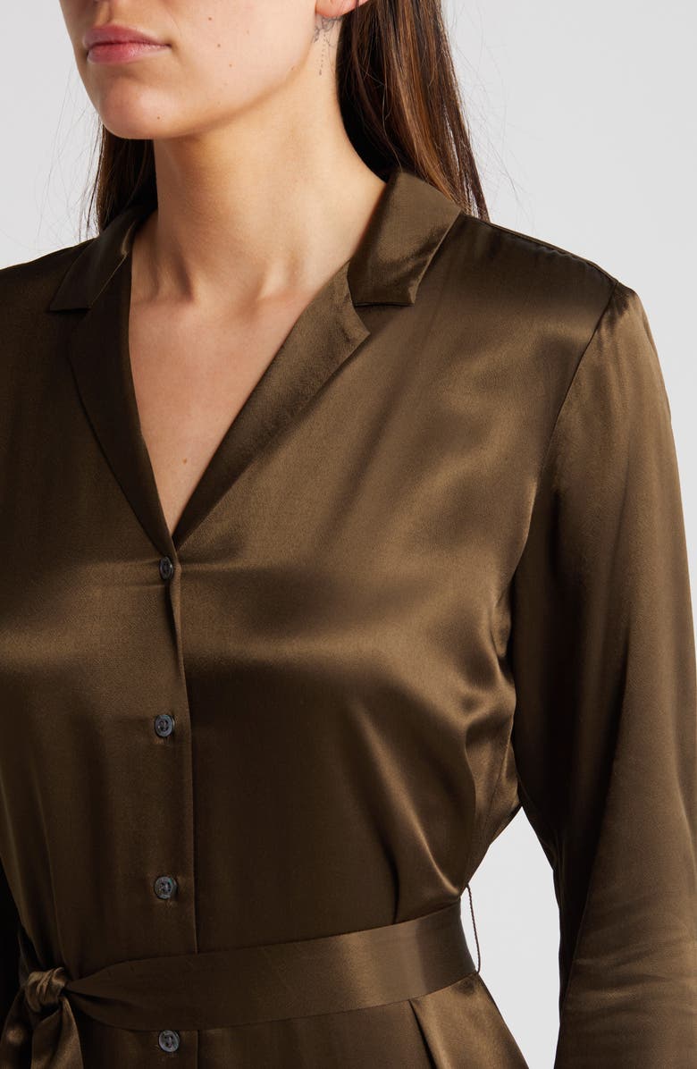 Rails Beatrice Long Sleeve Belted Satin Midi Shirtdress, Alternate, color,