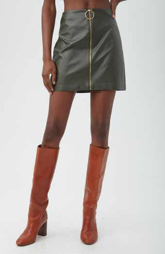Trina Turk Adiza Zip Front Faux Leather Miniskirt
