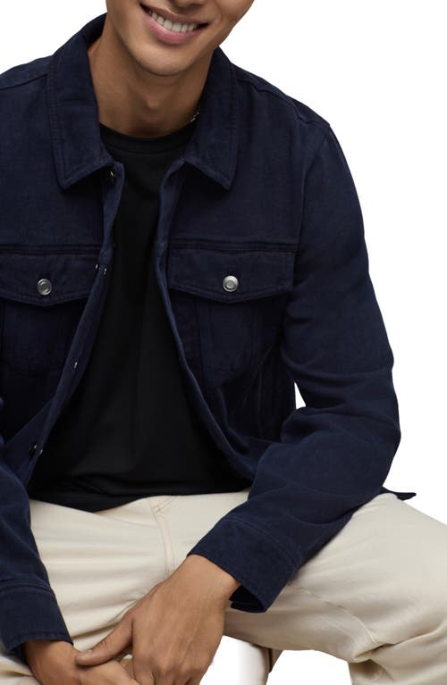 Barefoot Dreams Brushed Cotton Twill Trucker Jacket In Blue