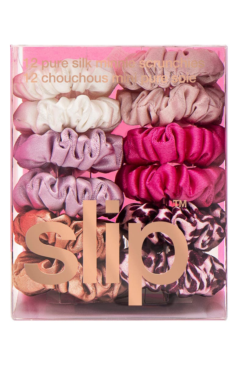 slip French Rose Pure Silk Assorted 12-Pack Mini Scrunchies, Alternate, color, French Rose
