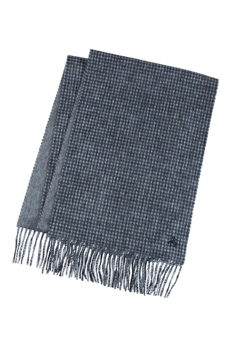 Houndstooth Wool & Cashmere Blend Fringe Scarf, Main, color, BLACK/ GREY