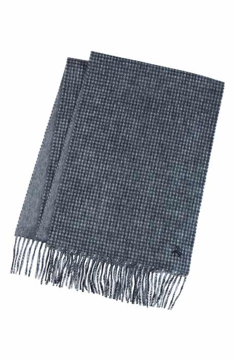Brooks Brothers Houndstooth Wool & Cashmere Blend Fringe Scarf
