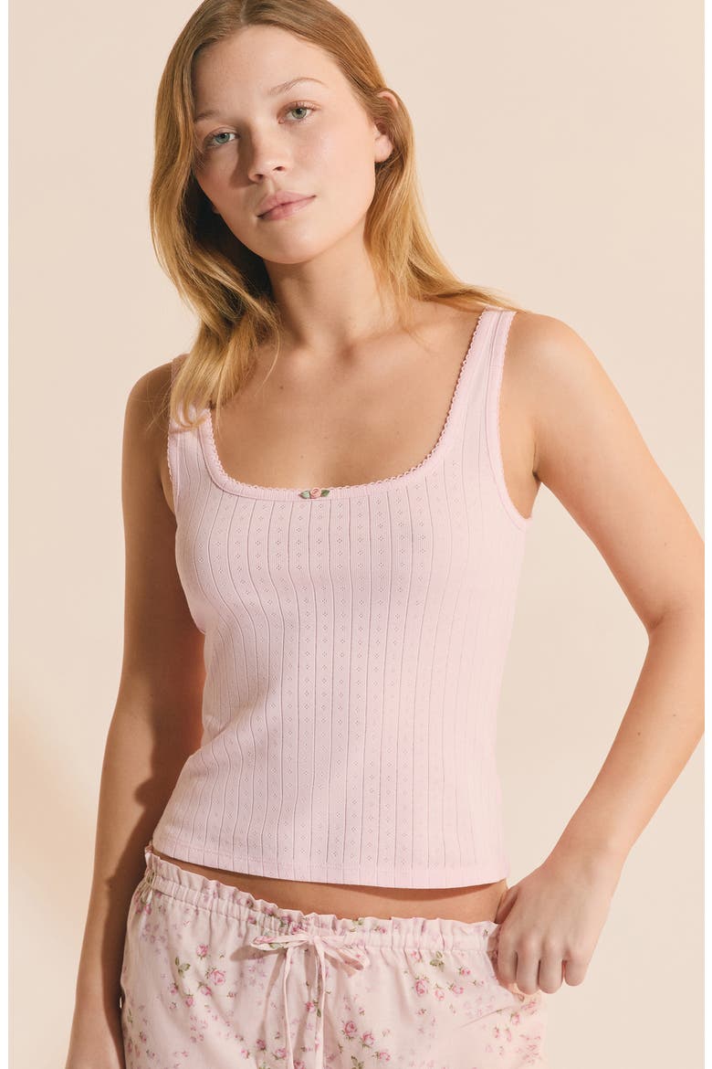 Odelia Sorbet Cotton Pointelle Pajama Tank, Alternate, color, POWDER PINK