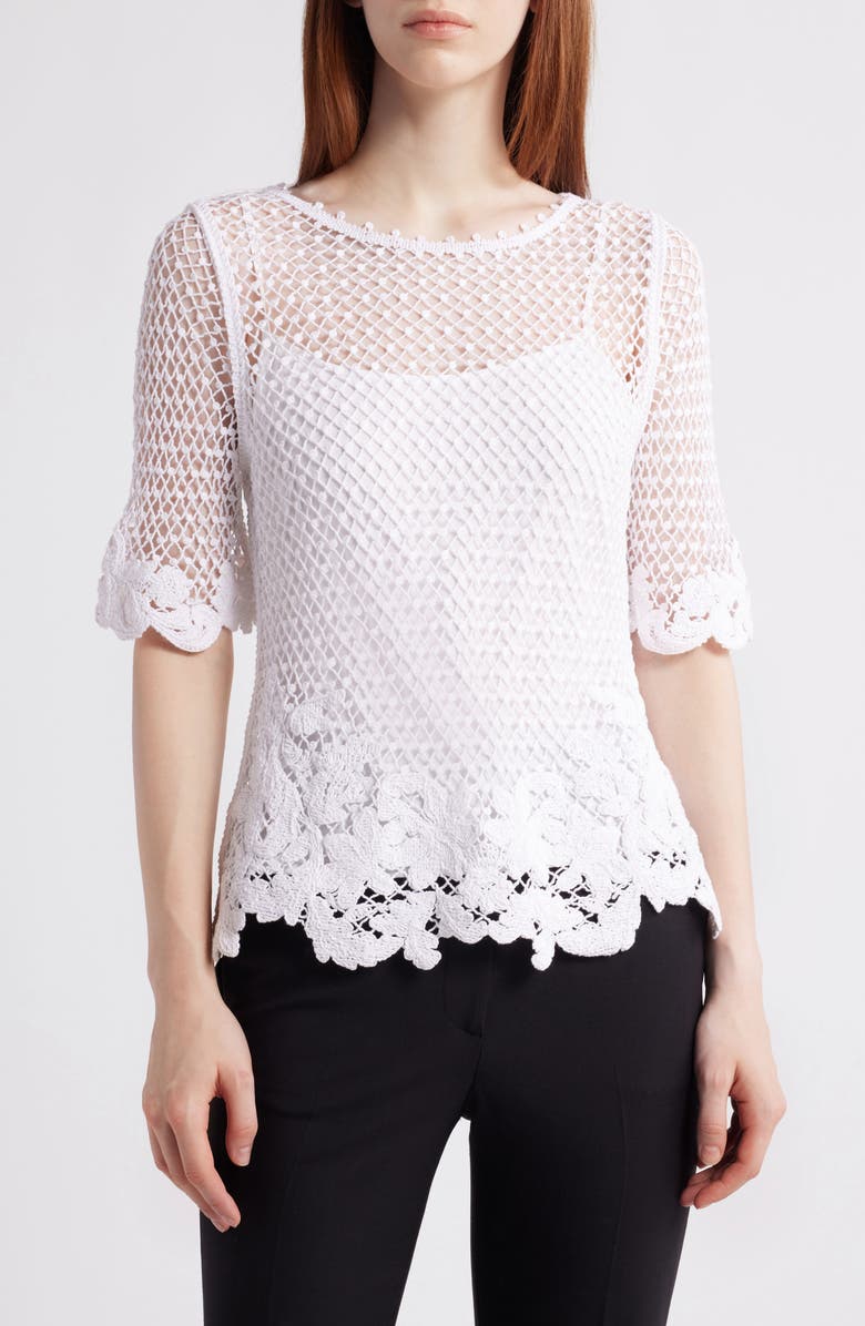 KOBI HALPERIN Crochet Lace Top, Main, color, 