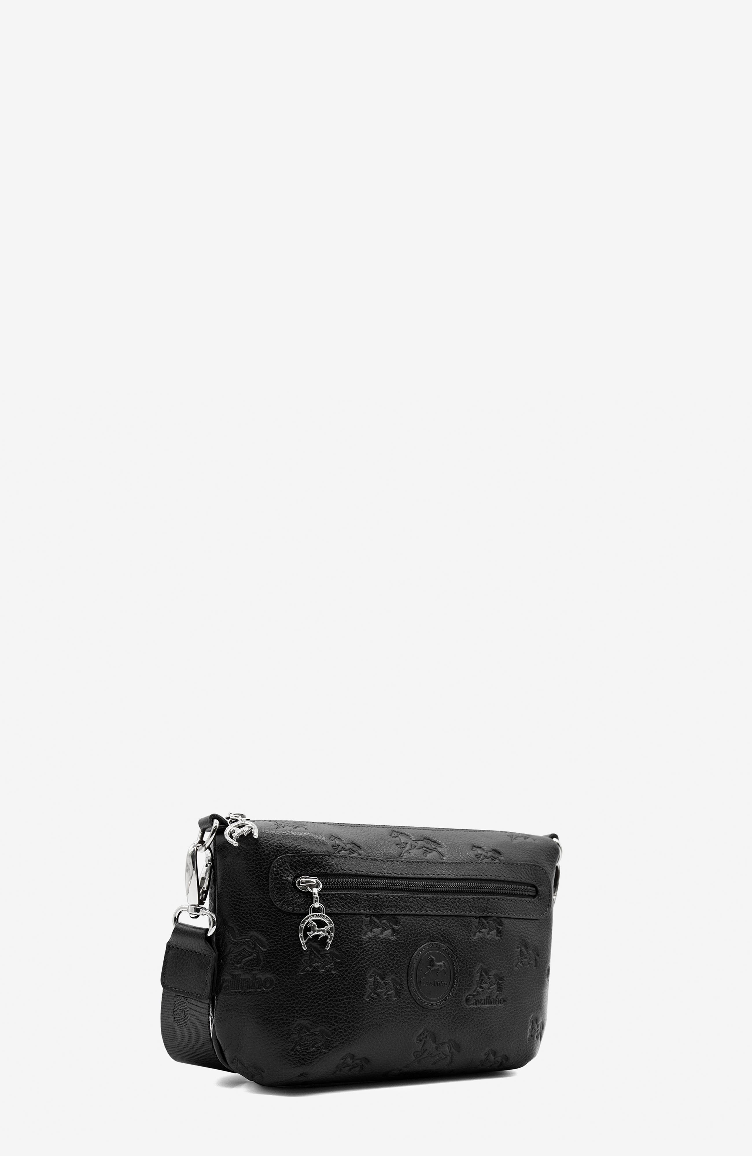 Cavalo Lusitano 401 Embossed Leather Crossbody Bag, Alternate, color, Black