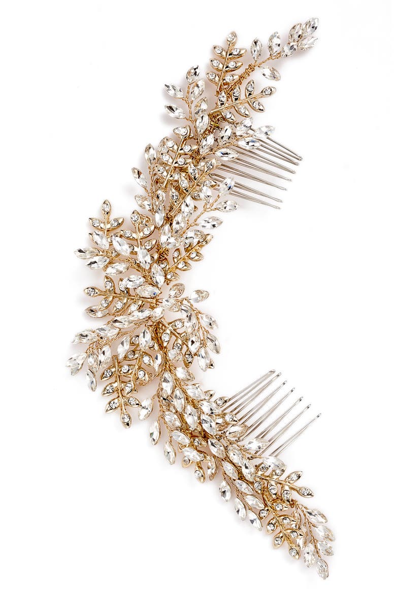 Serena Crystal Hair Comb, Main, color, GOLD