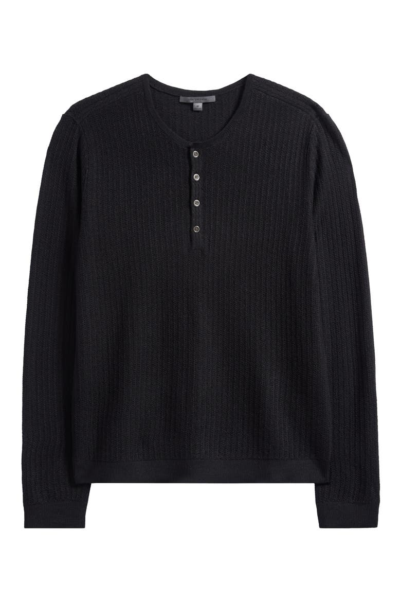 Albano Regular Fit Merino Wool & Silk Rib Henley, Alternate, color, BLACK