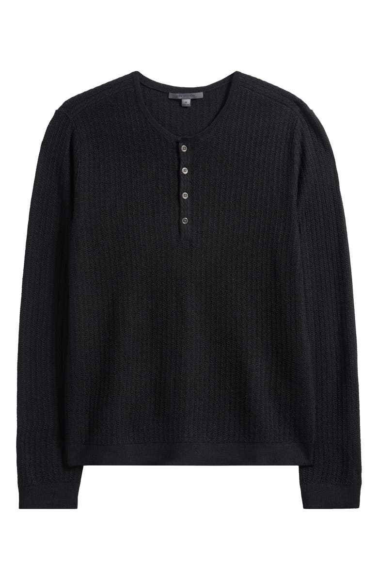 John Varvatos Albano Regular Fit Merino Wool & Silk Rib Henley, Alternate, color, Black