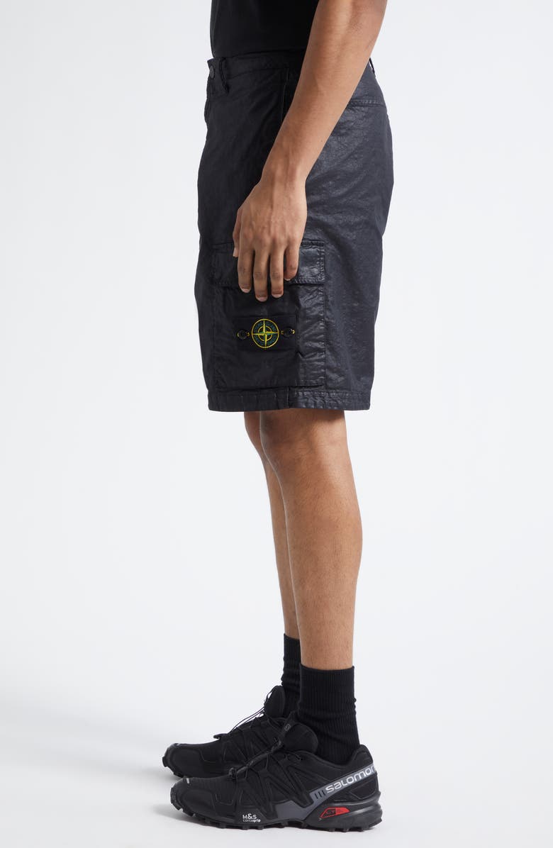 Stone Island Nylon Cargo Shorts, Alternate, color, Black