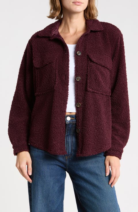 Tory Boxy Crop Faux Shearling Shirt Jacket