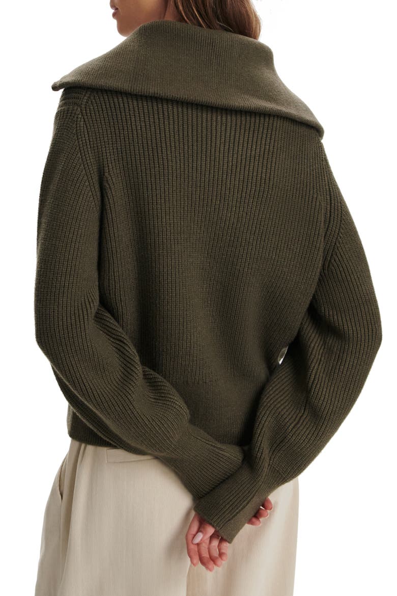 Maura Rib Half Zip Sweater, Alternate, color, OLIVE NIGHT