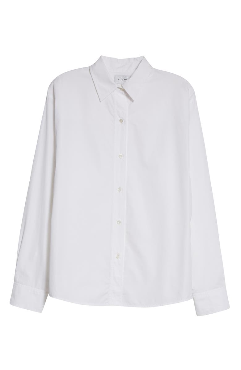 St. John Collection Cotton Poplin Button-Up Shirt, Alternate, color,