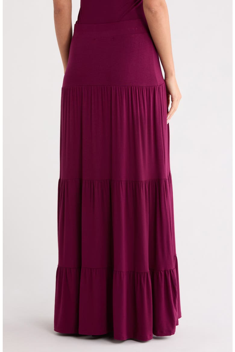 Tiered Jersey Maxi Skirt, Alternate, color, BURGUNDY
