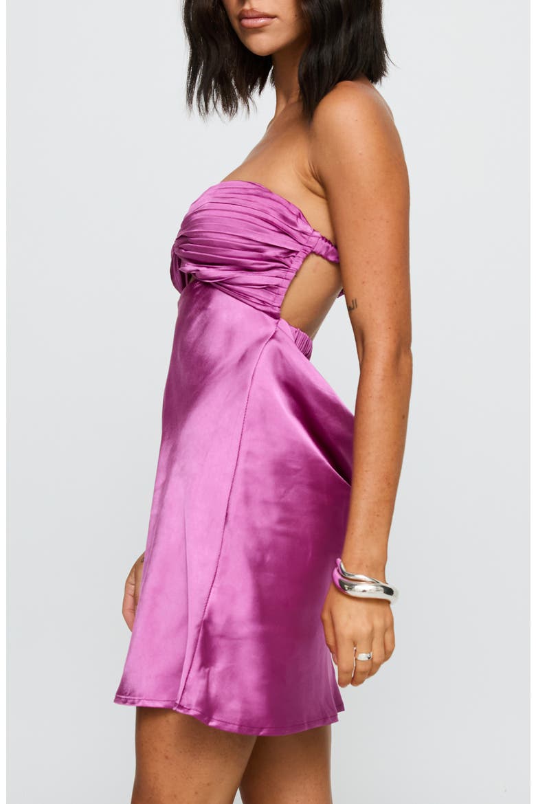 Faviola Strapless Satin Minidress, Alternate, color, PURPLE