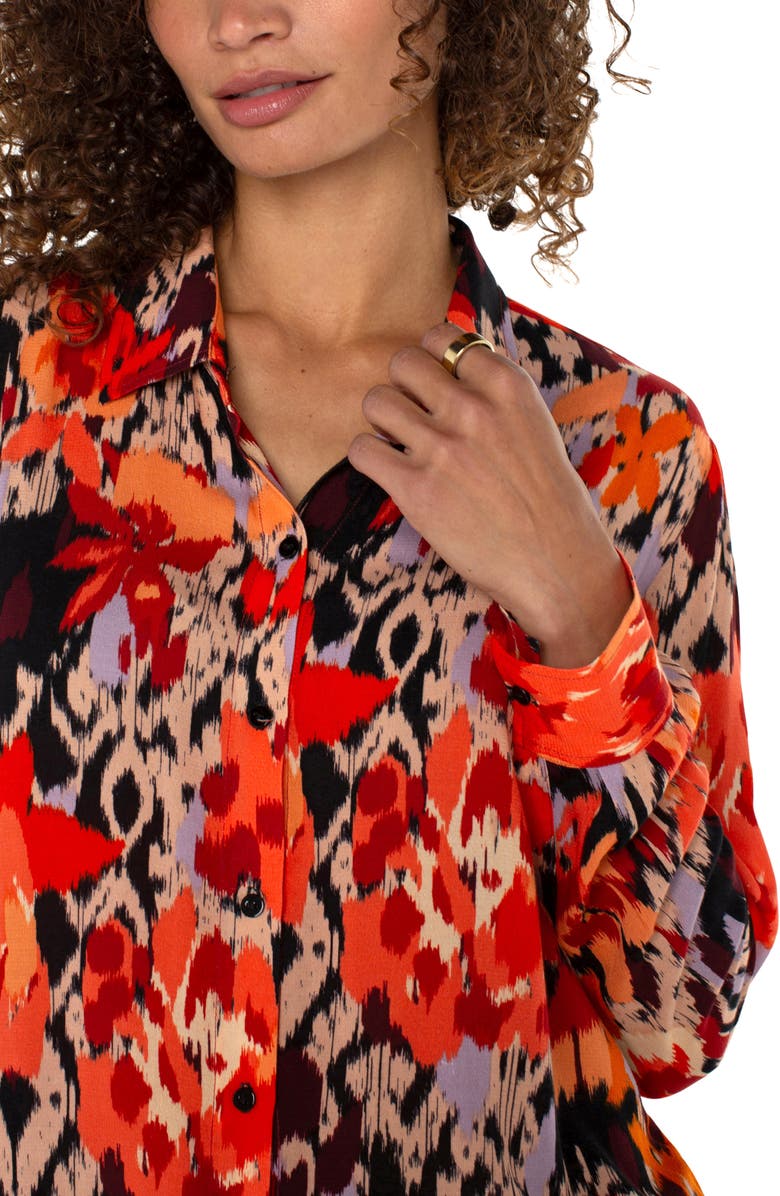 Liverpool Floral Button-Up Shirt, Alternate, color, Brnt Orng Flrl