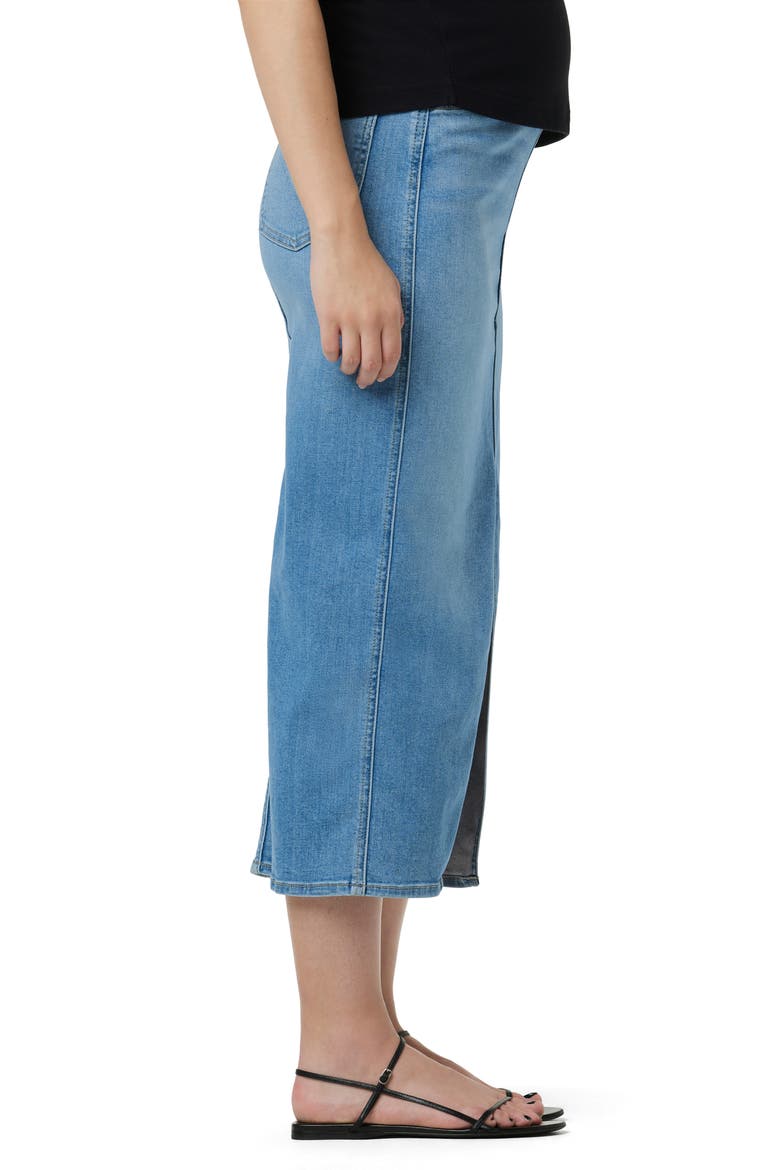 Reconstructed Stretch Cotton Denim Midi Skirt, Alternate, color, OFF SEASON