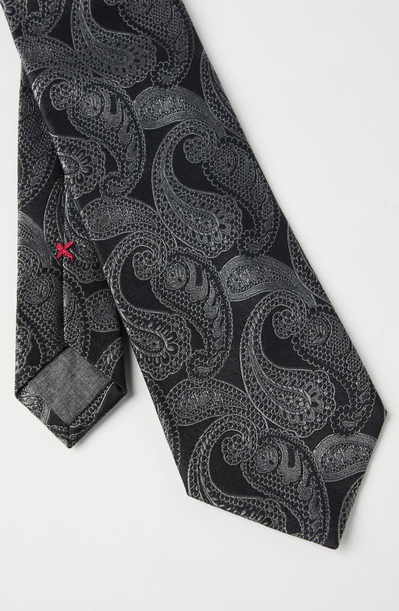 Brunello Cucinelli Paisley silk tie, Alternate, color, Dark Grey