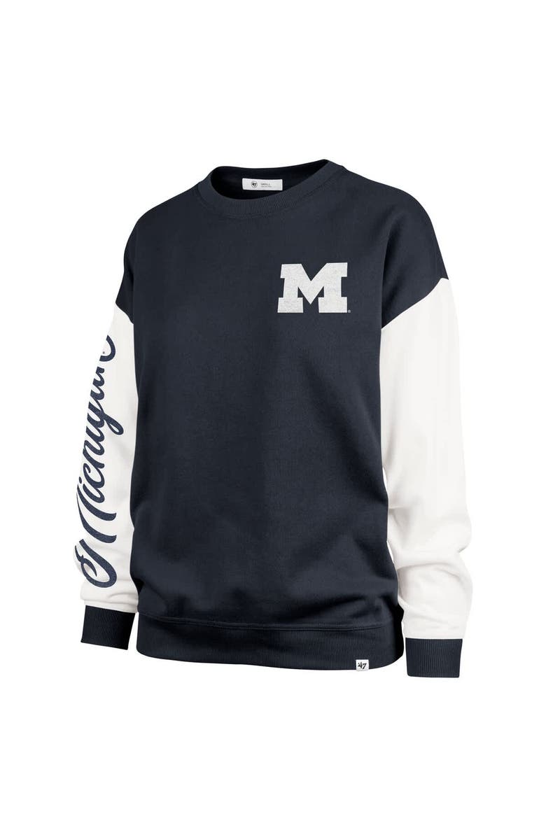 '47 Women's '47 Navy Michigan Wolverines Double Header Rise Andie Pullover Sweatshirt, Alternate, color, Navy