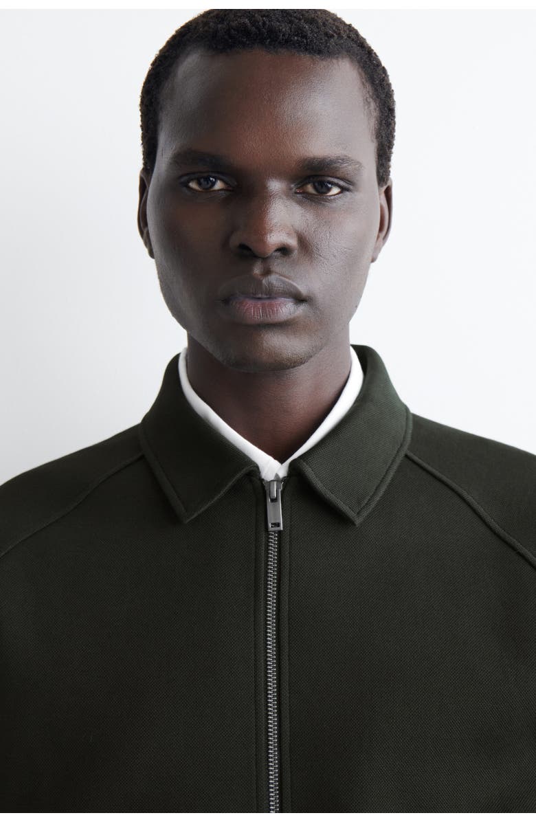 COS Cotton-Jersey Bomber Jacket, Alternate, color, Dark Green