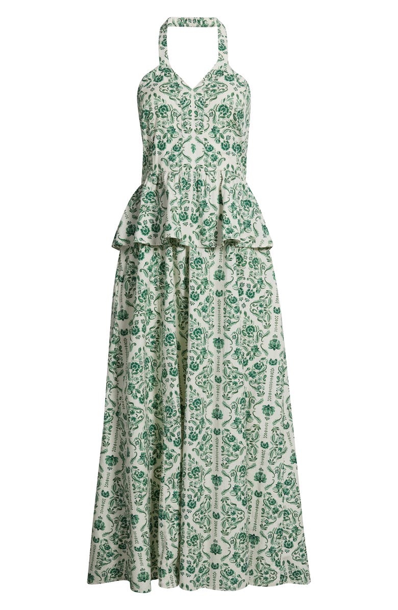 Chelsea28 Peplum Halter Dress, Alternate, color, Ivory- Multi Rococo Floral