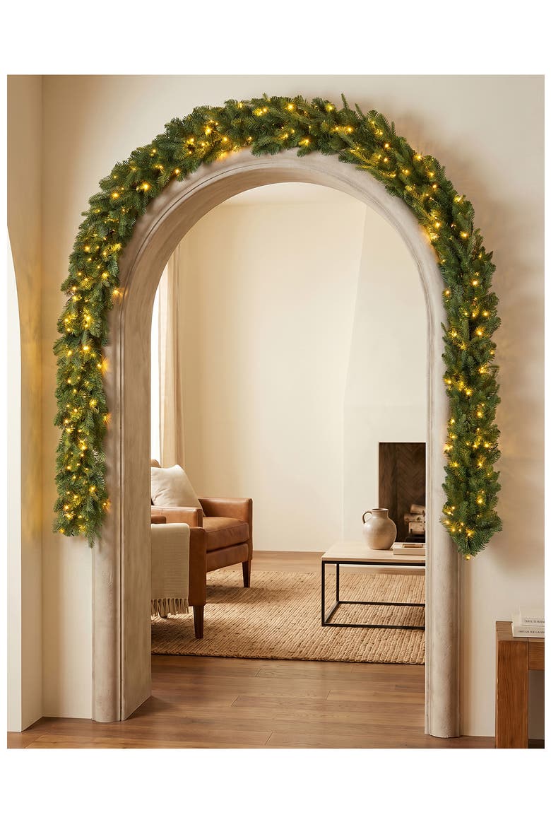 Pre-Lit Christmas Garland with Twinkling Lights, Alternate, color, Green