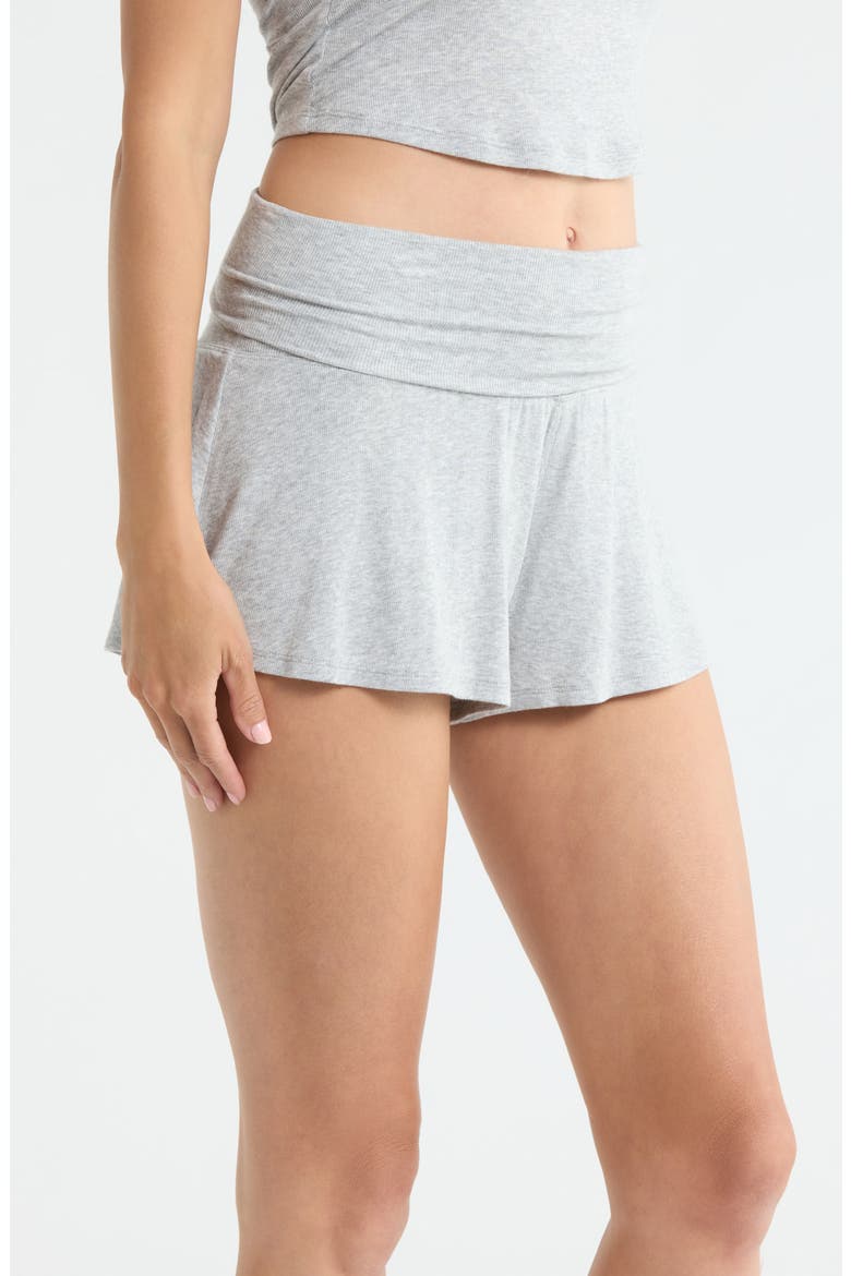 Rib Foldover Waist Pajama Shorts, Alternate, color, NAPPING DOVE HEATHER