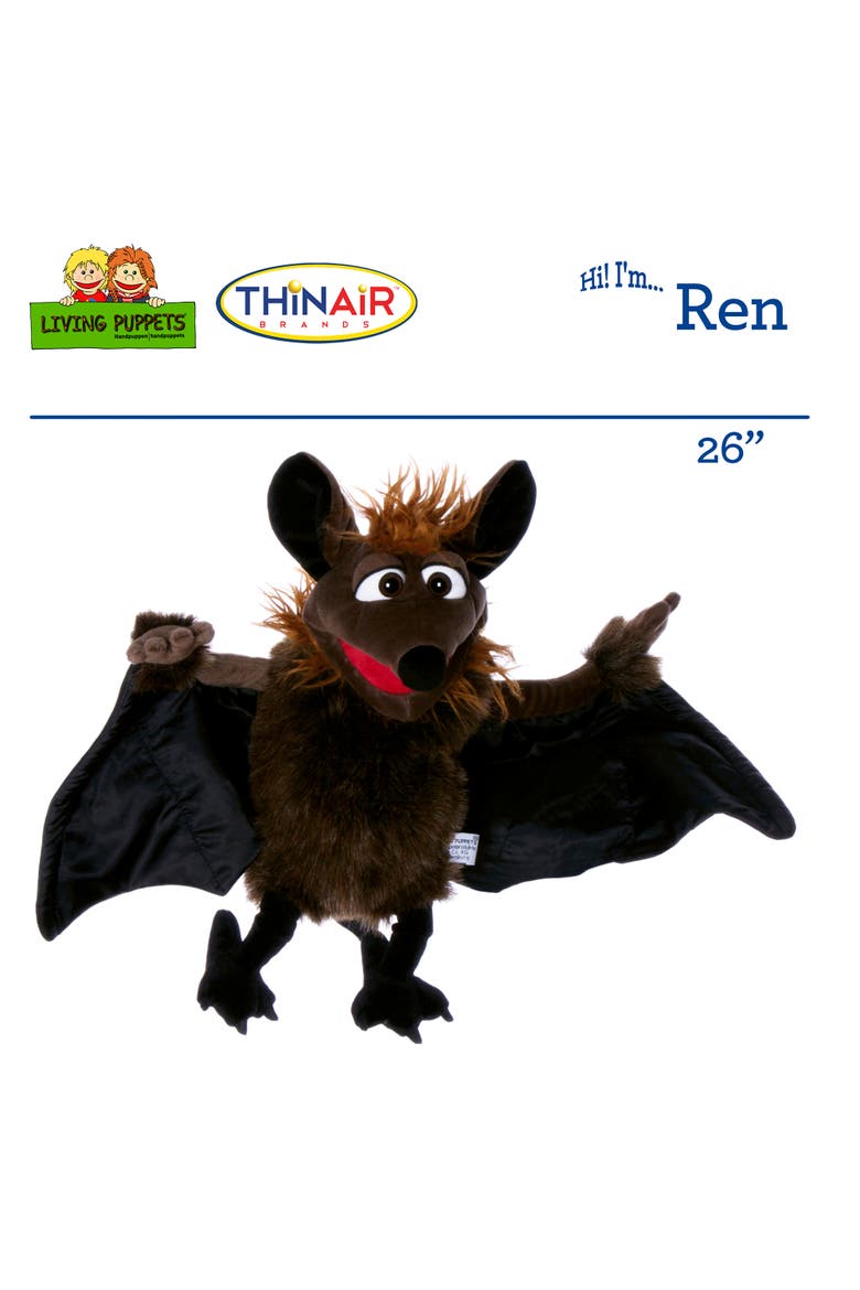 Ren The Flying Bat 26" Plush Hand Puppet, Alternate, color, Brown