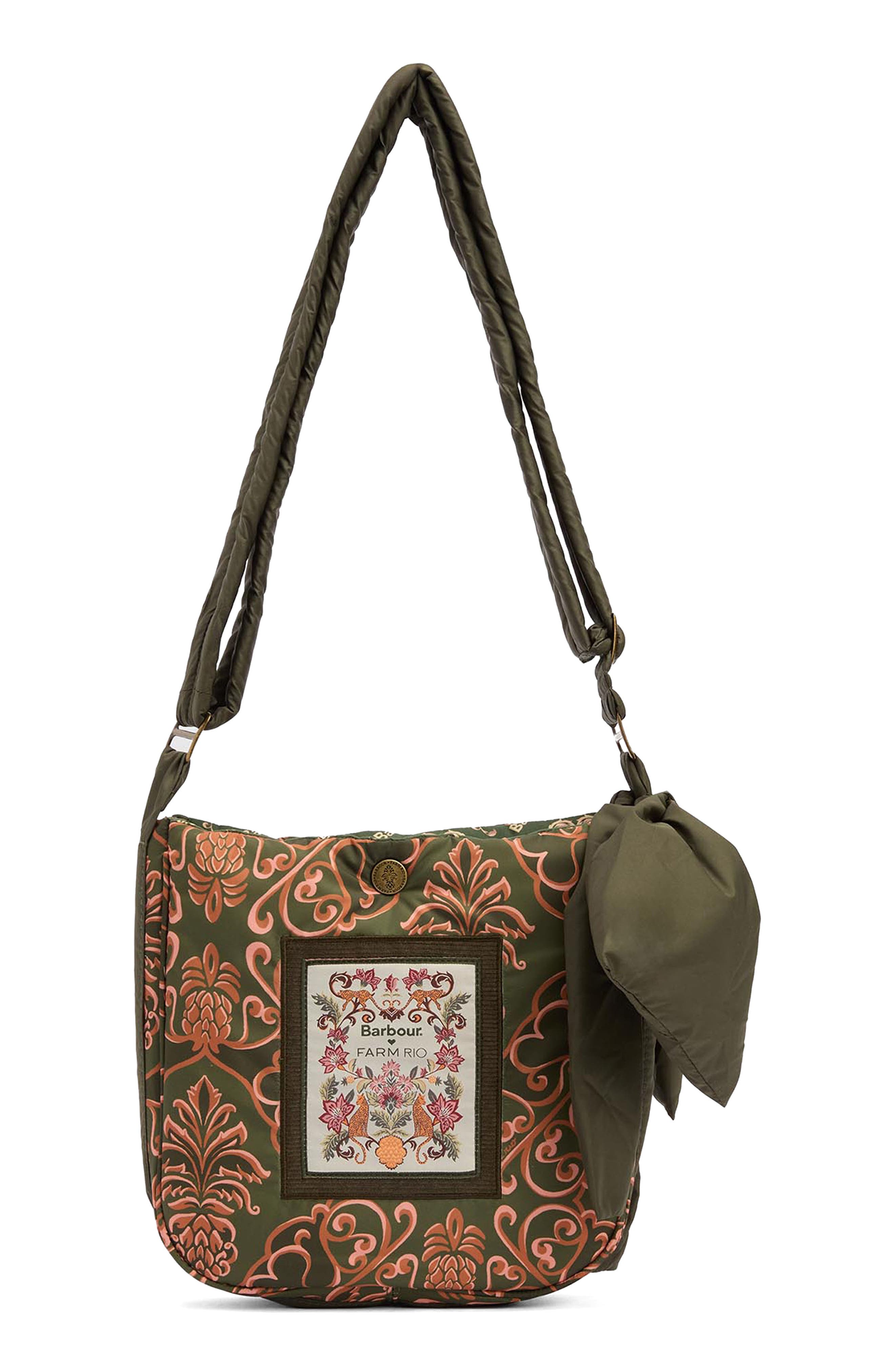 Barbour x FARM Rio Ana Clara Bow Crossbody Bag, Alternate, color, Royal Pineapple Print