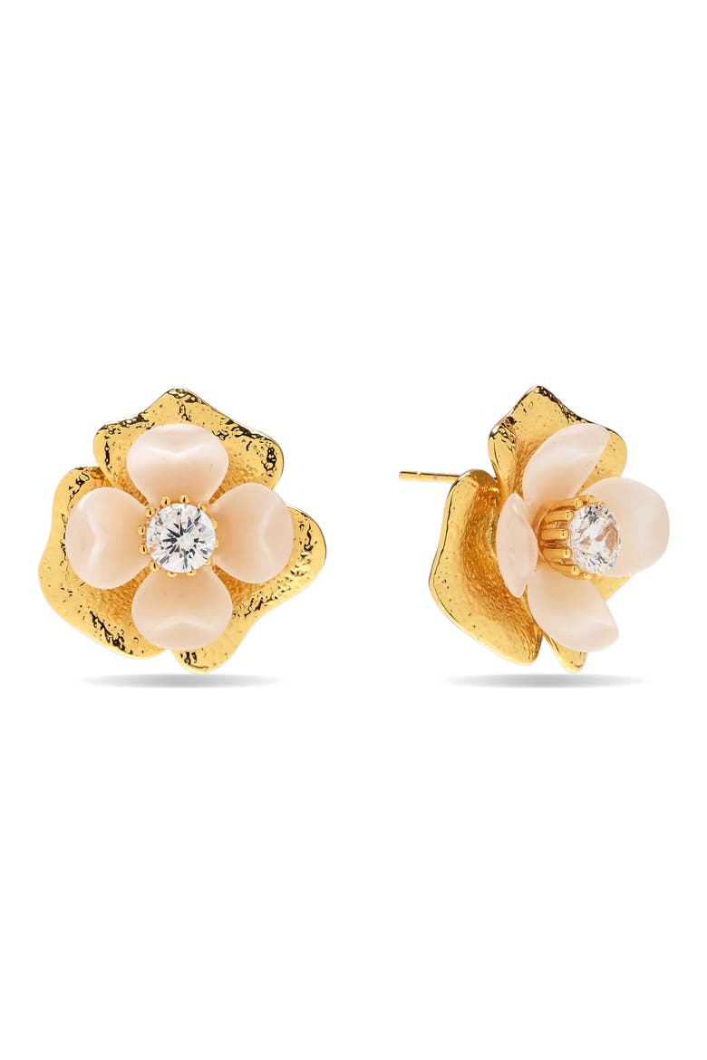 Lucia Floral Stud Earrings, Main, color, GOLD