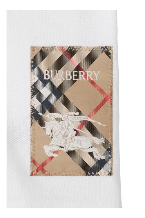 Shop Burberry Check Label Cotton Polo Shirt In White