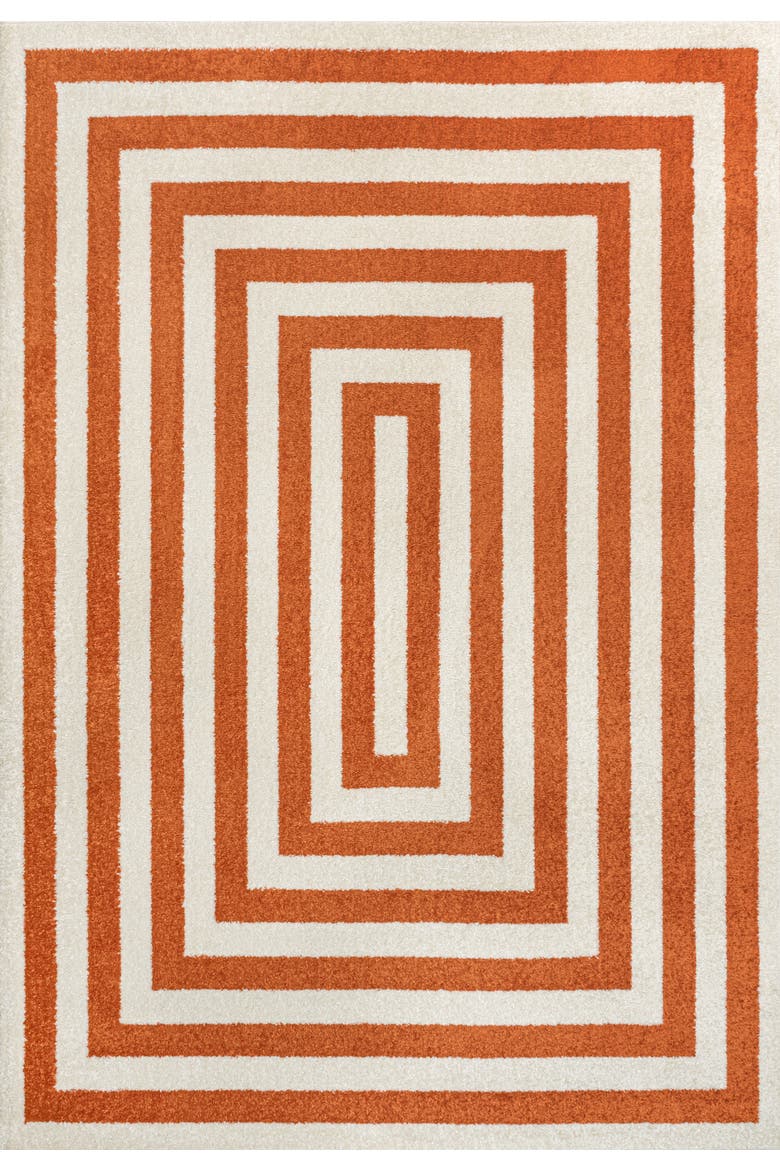 Bandol Modern Classic Mitre Stripe Area Rug, Main, color, Terracotta/Ivory