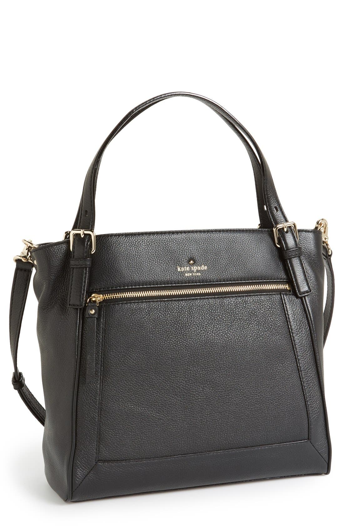 'cobble hill - peters' leather tote, Main, color, BLACK