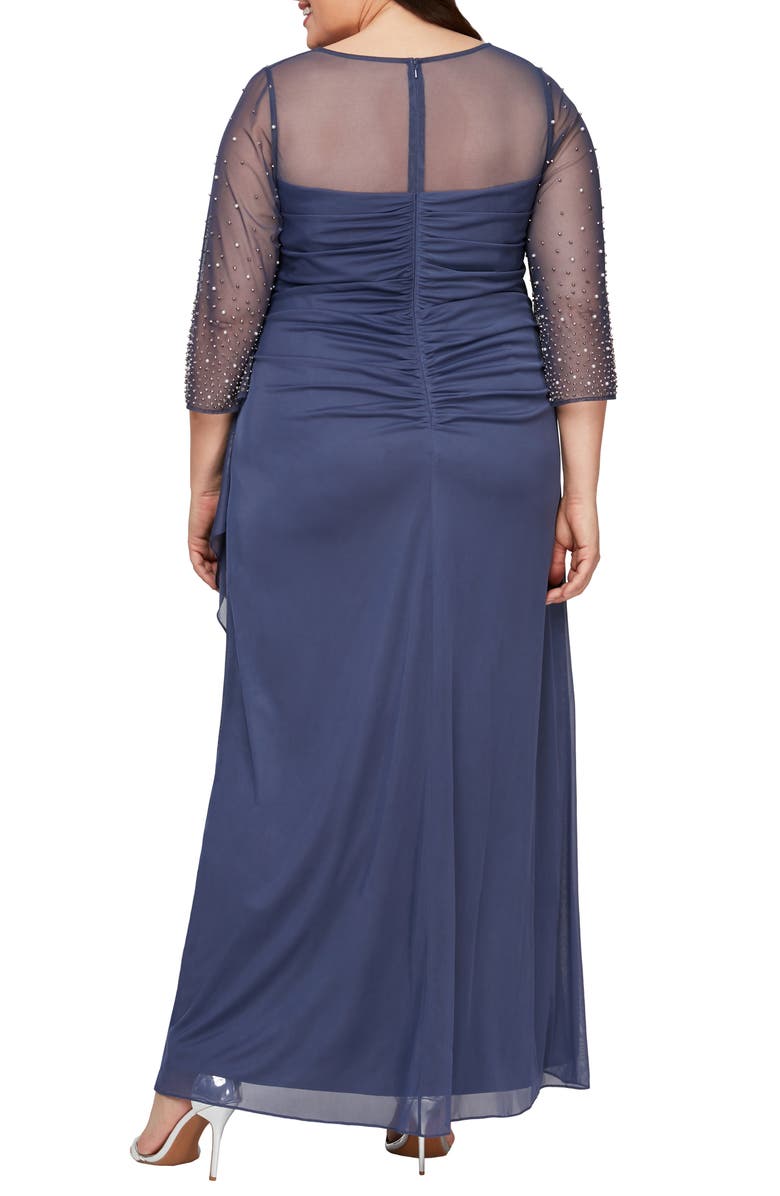 Alex Evenings Beaded Sleeve A-Line Gown, Alternate, color,