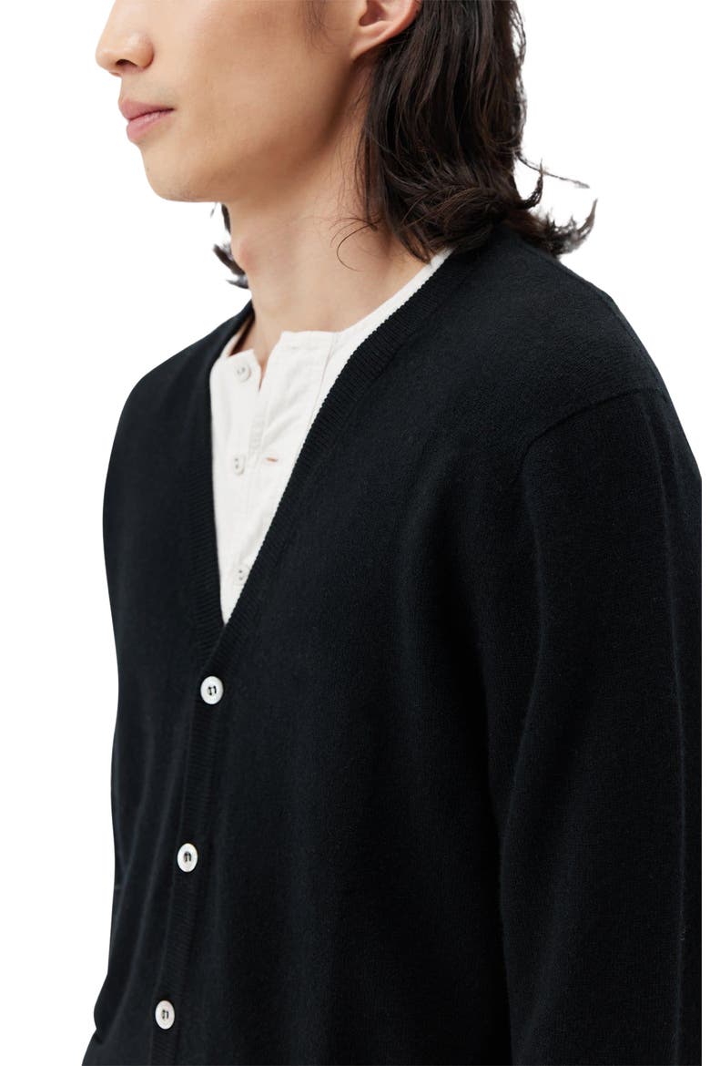 V Neck Button Cardigan, Alternate, color, black